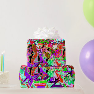 Trendy urban graffiti party wrapping paper