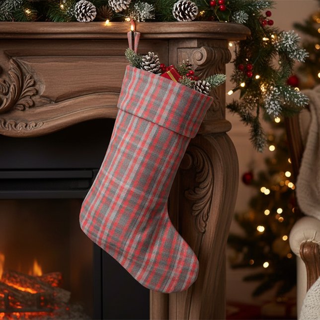 Trendy Urban Red Grey Plaid Tartan Pattern Fabric (Creator Uploaded)