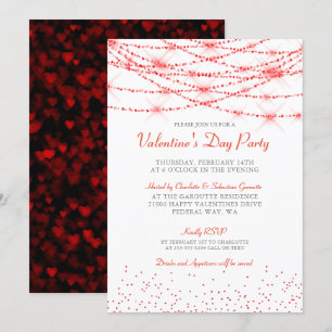 Trendy Valentine Hearts Bokeh Party Invitation