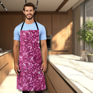 Trendy Valentine Hot Pink Disco Style Square Apron