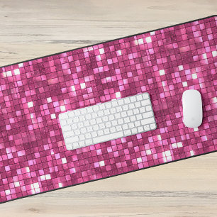 Trendy Valentine Hot Pink Disco Style Square Desk Mat