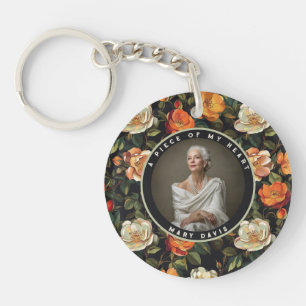 Trendy Valentines Gifts Photo Rose Floral Keychain