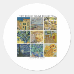 Trendy Van Gogh Grid _1  Classic Round Sticker