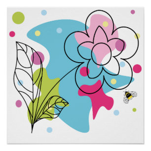 Trendy vector pattern of a summer flower in spots poster