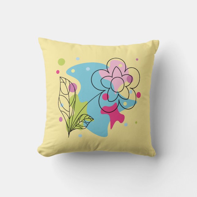 Trendy vector pattern of a summer flower in spots throw pillow (Front)