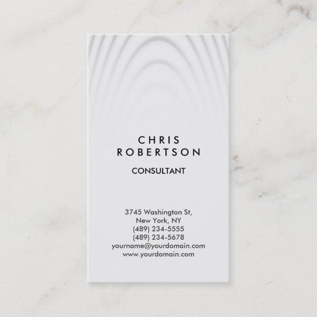 Trendy Vertical Grey Waves Pattern Business Card (Front)