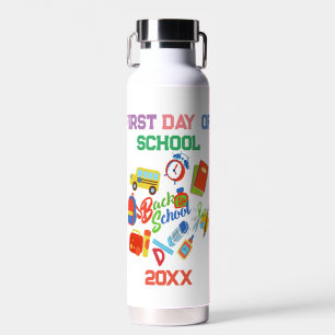 Trendy vibrant Back to School Pattern Water Bottle