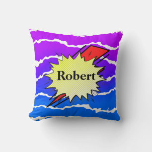 trendy vibrant color comic throw pillow