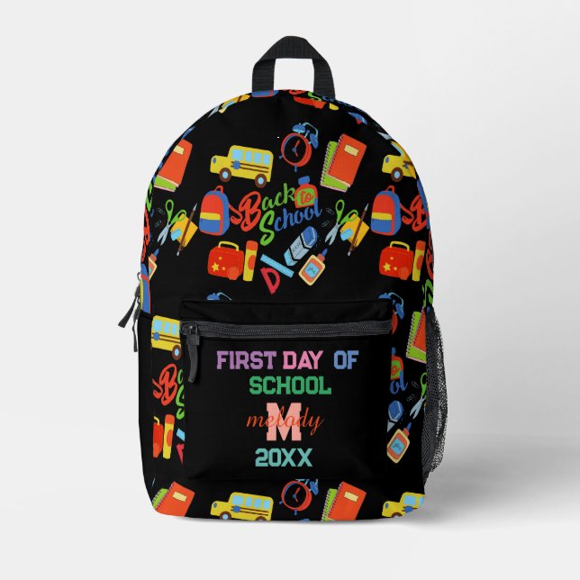 trendy vibrant Customizable Back to School Pattern Printed Backpack (Front)