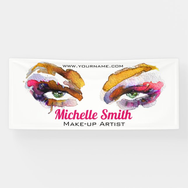 Trendy Vibrant Watercolor Eye Makeup Artist Banner (Horizontal)