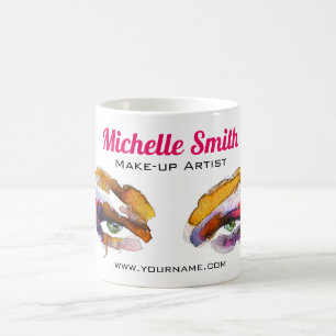 Trendy Vibrant Watercolor Eye Makeup Artist Coffee Mug