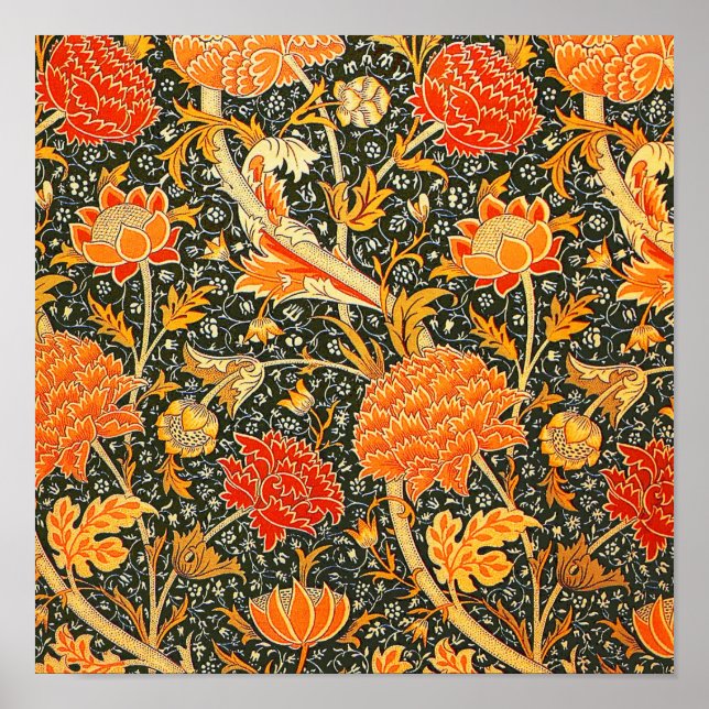 Trendy Vintage Designer Floral Wallpaper Pattern Poster (Front)