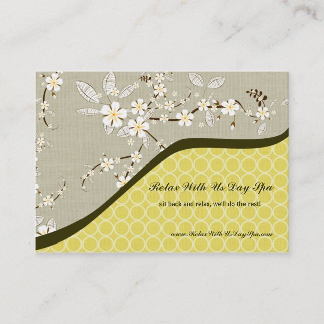 Trendy vintage floral salon spa business card (Front)