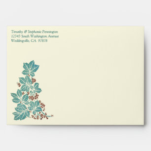 Trendy vintage floral stamp envelope