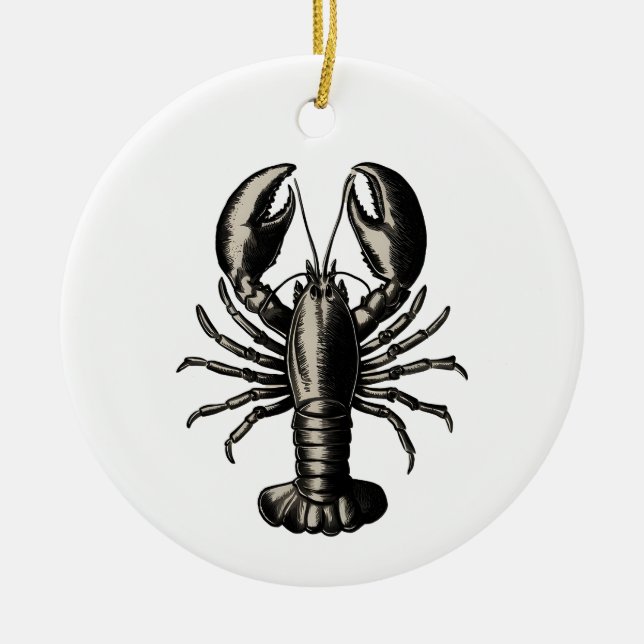 Trendy  vintage Lobster Ceramic Ornament (Front)