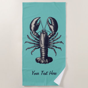 Trendy vintage Lobster Personalized Beach Towel