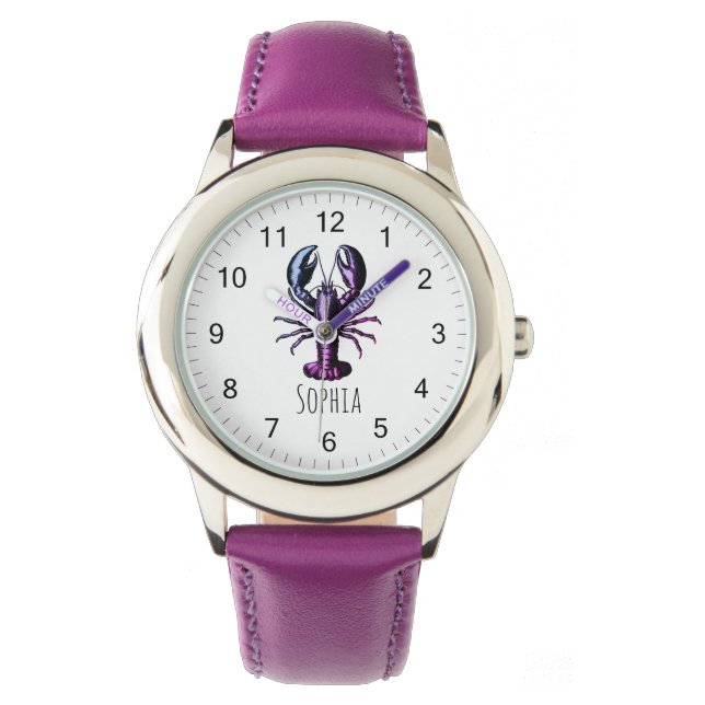 Trendy vintage Lobster Personalized  Purple Watch (Front)