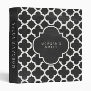 Trendy Vintage Look Black Chalkboard Quatrefoil Binder