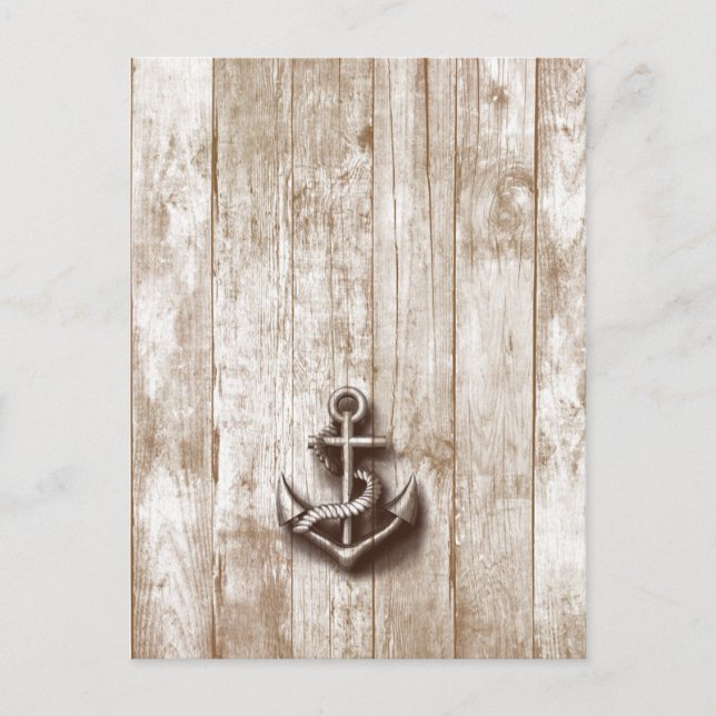 Trendy vintage rustic nautical anchor postcard (Front)