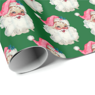 Trendy Vintage Santa Face Christmas Holiday gift Wrapping Paper