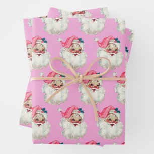 Trendy Vintage Santa Face Christmas Holiday gift Wrapping Paper Sheet