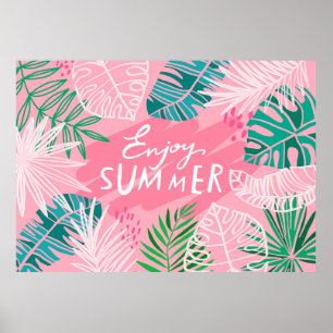Trendy vintage tropic summer. Lettering enjoy summ Poster