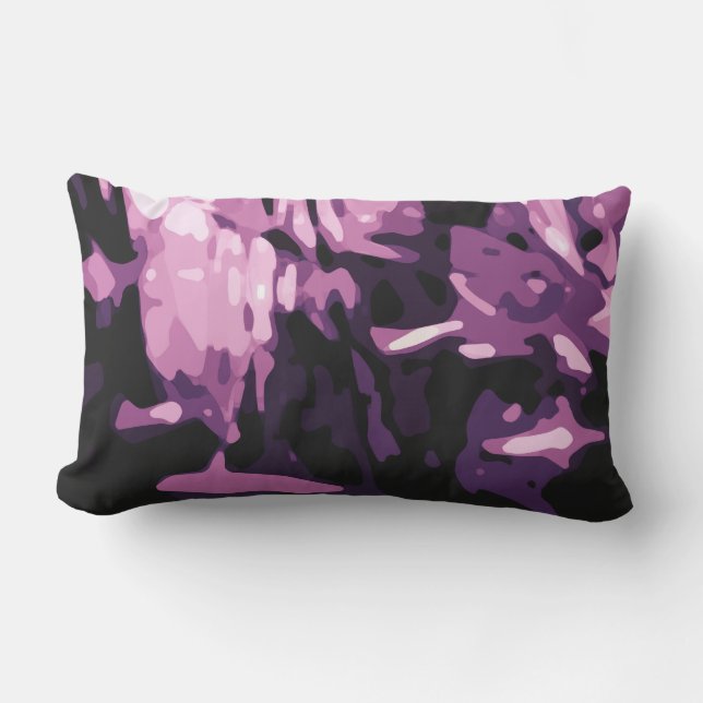 Trendy Violet Purple Pink Camo Abstract Pattern Outdoor Pillow (Front)