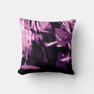 Trendy Violet Purple Pink Camo Abstract Pattern Throw Pillow