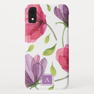 Trendy Violet/Wine Watercolor Floral Pattern Case-Mate iPhone Case