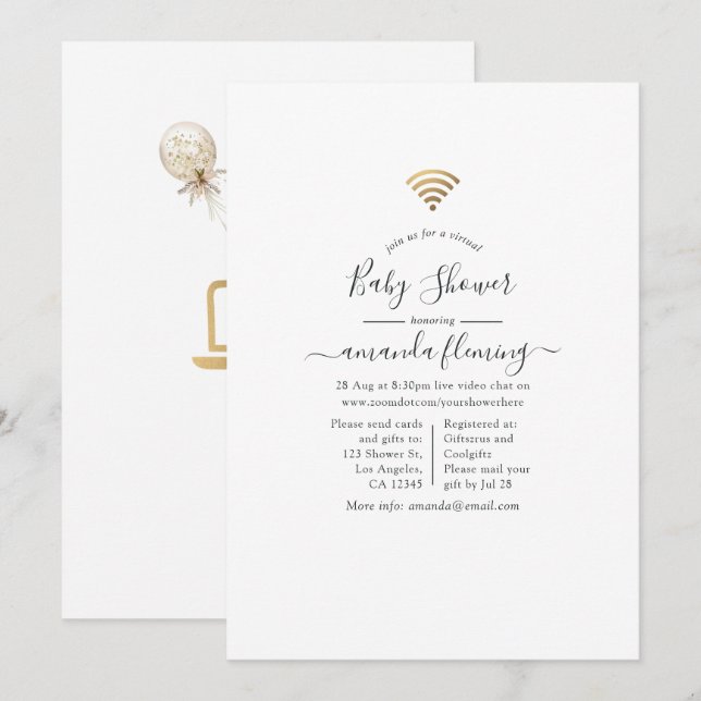 Trendy Virtual Shower Invitation (Front/Back)