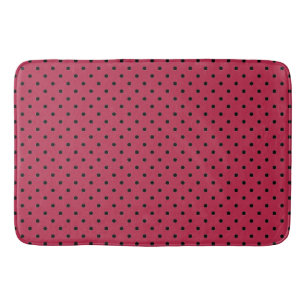 Trendy Viva Magenta and Black Dots  Bath Mat
