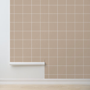 Trendy Warm Beige 6" Grid Wallpaper