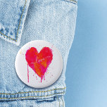 Trendy Watercolor Artsy Valentine's Day Heart Love 2 Inch Round Button<br><div class="desc">This artistic, modern Valentine's Day flair button was designed using my colourful watercolor heart painted with bright hues of fuchsia pink, neon orange, and fluorescent red. The paint drips and splatters give the card a fun artsy, abstract feel. The trendy fonts and text can be customized for a fully personalized...</div>