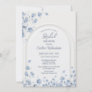 Trendy watercolor blue wildflowers boho arch  invitation