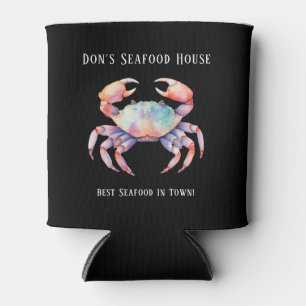 Trendy Watercolor Crab Company/Restaurant Custom Can Cooler