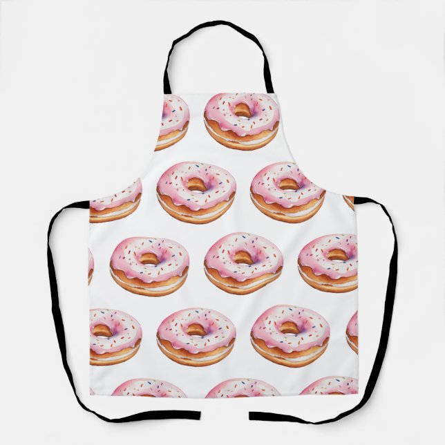 Trendy Watercolor Doughnut Pattern  Apron (Front)
