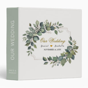 Trendy Watercolor Eucalyptus Greenery Wedding      Binder