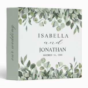 Trendy Watercolor Eucalyptus Greenery Wedding Binder