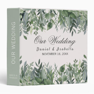 Trendy Watercolor Eucalyptus Greenery Wedding Binder