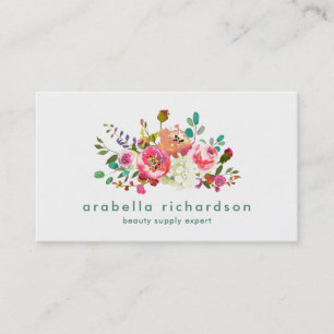 Trendy Watercolor Floral Business Card