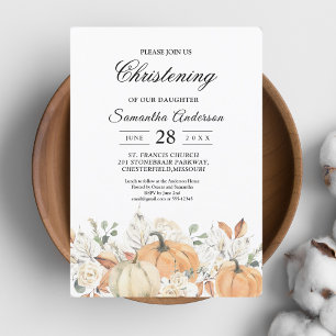Trendy Watercolor Flowers & Pumpkins Autumn  Invitation