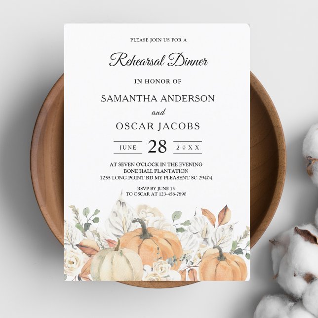 Trendy Watercolor Flowers & Pumpkins Autumn  Invitation (Creator Uploaded)