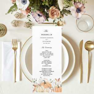 Trendy Watercolor Flowers & Pumpkins Autumn  Menu