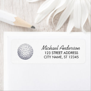 Trendy Watercolor Golf Ball Return Address        