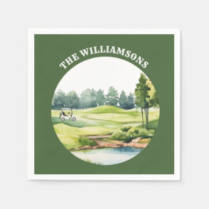 Trendy Watercolor Golf Oriented Course Cart Napkin