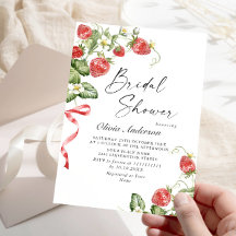 Trendy Watercolor Meadow Strawberry Bridal Shower