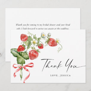 Trendy Watercolor Meadow Strawberry Thank You Card