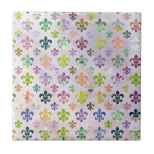 Trendy Watercolor Painting Fleur De Lis Pattern Tile