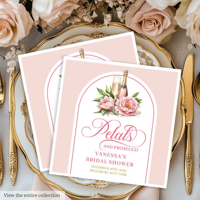 Trendy Watercolor Petals and Prosecco Party Napkin (Trendy Watercolor Petals and Prosecco Party Napkin)