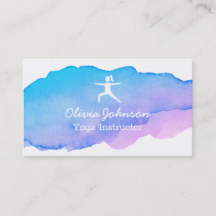 Trendy Watercolor Pink Freelance Yoga Instructor Business Card
